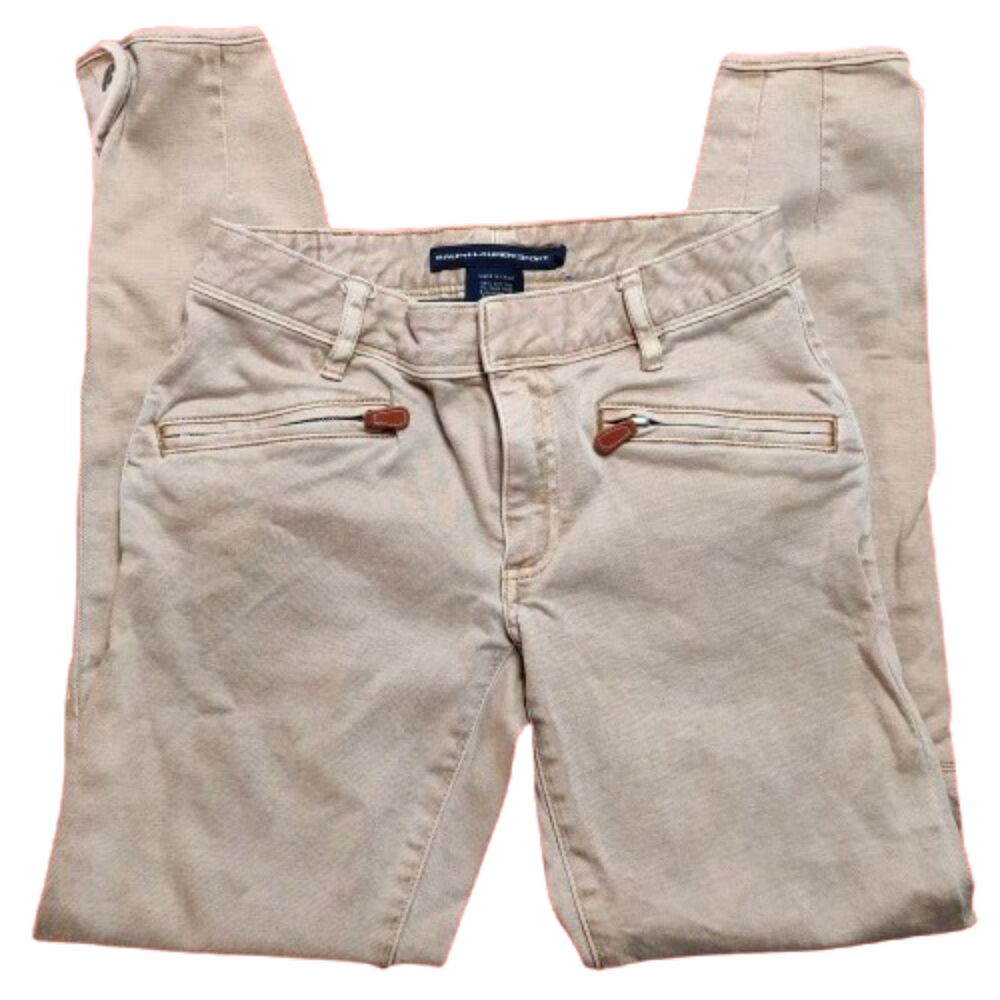 Ralph Lauren Sport Tan Riding Pants Women’s 25 Equestrian Knee Patch Zip